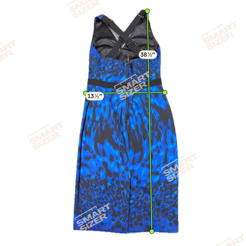 Ted Baker London Maxi Dress Size 1 Blue Black Animal Print Cross Back Sleeveless